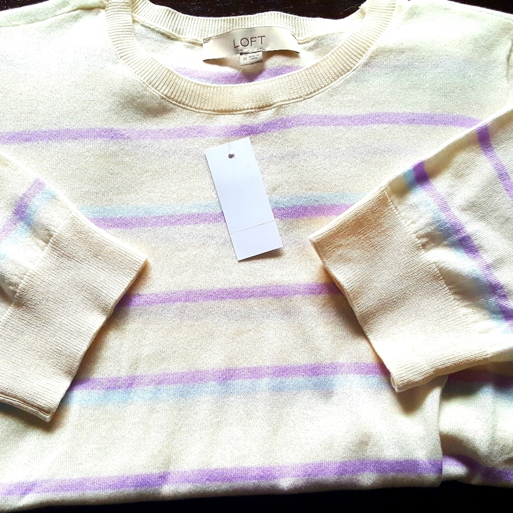 NWT-Loft Striped 100% Cotton Top
